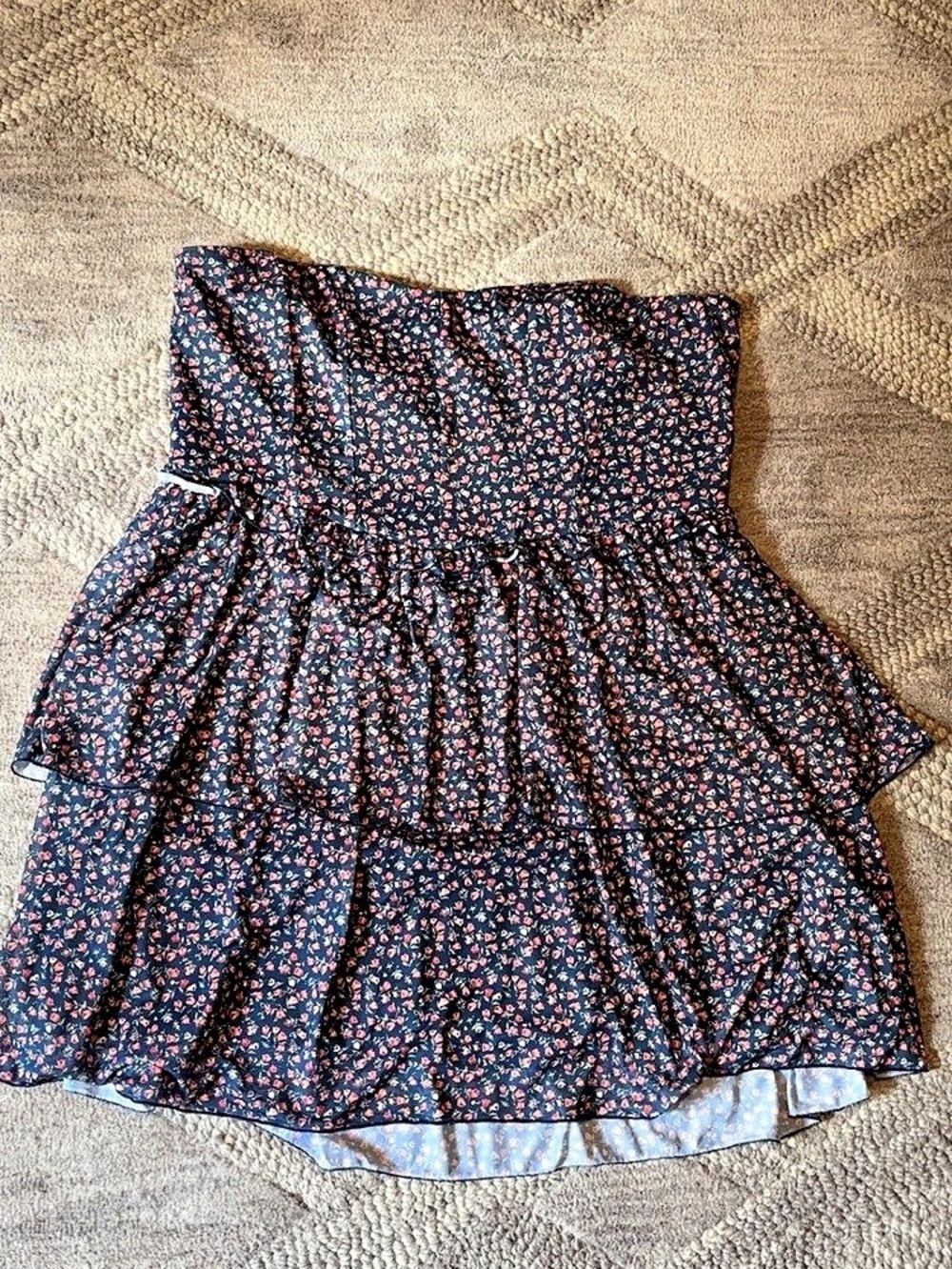 Arula Strapless Ditsy Floral Tiered Mini dress size 3X